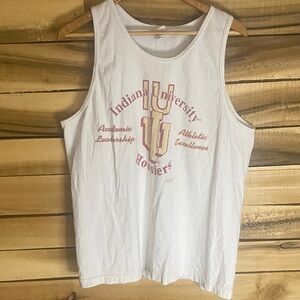 Vintage Indiana University Hoosiers Tank Top size XL red and cream on white